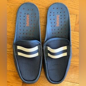 SWIMs men’s slides blue size 7 NEW with white and blue strip strap